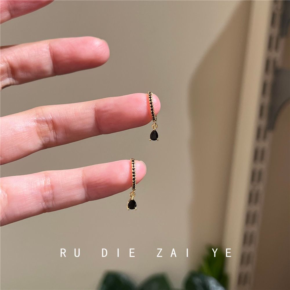 Kuining Water Drop Earrings~Minimalist and Exquisite Colorful Zircon Ear Hoops with a Luxurious and High-End Feel, Water Drop Tassel Ear Hoops