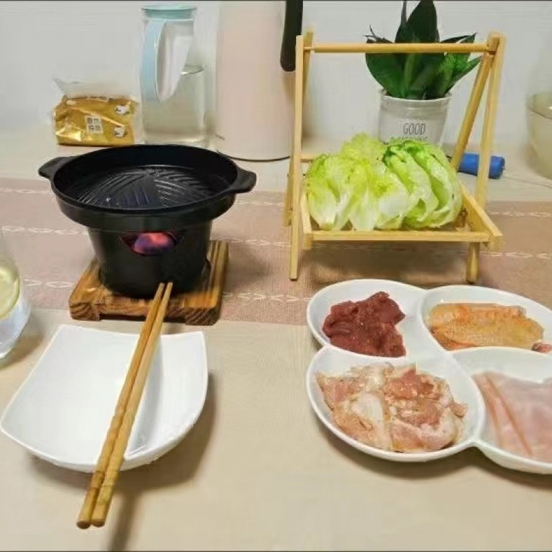 韓国の人気のノンスティックバーベキューパン、一人用、多機能ミニバーベキューグリル、家庭用アルコールグリル、屋外ポータブル|undefined
