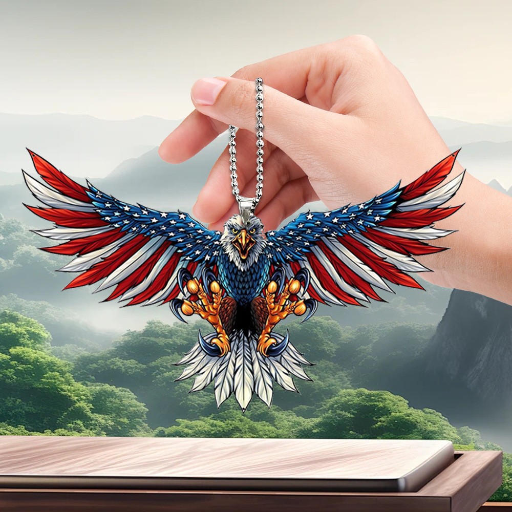 Nuevo cross-border bandera de Estados Unidos Eagle automóvil interior colgante espejo retrovisor colgante decoración de llaveros de forma especial colgante