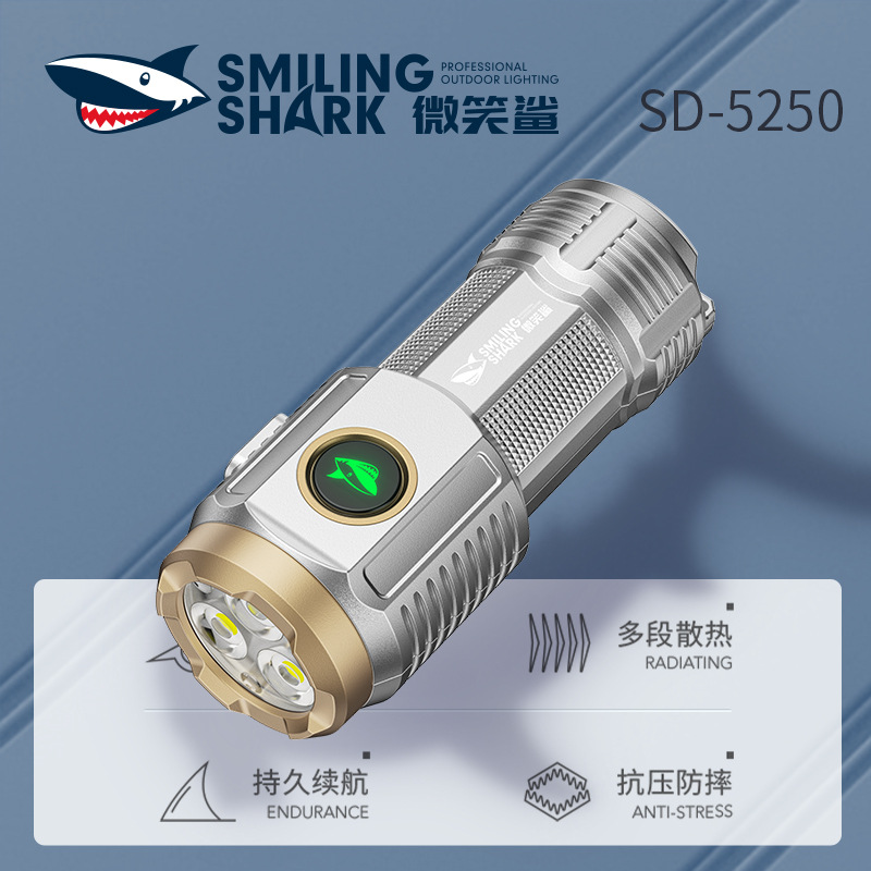 Cross-Border New Mini Fixed Focus High-Brightness Flashlight Portable Clip-On Design with Magnetic Suction Outdoor Three-Bead Strong Light Flashlight