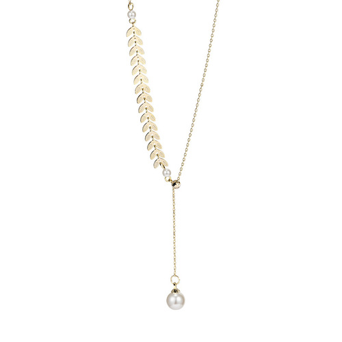 Three-piece niche design wheat ear pearl necklace, earrings, bracelet set, cold style simple internet celebrity jewelry