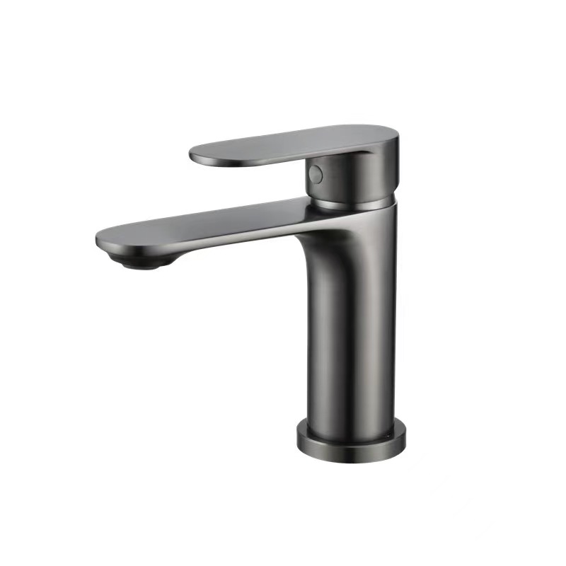 Uno por uno, grifo de lavabo transfronterizo, lavabo sobre encimera, lavabo, pistola de cobre, mueble de baño gris, orificio único frío y caliente