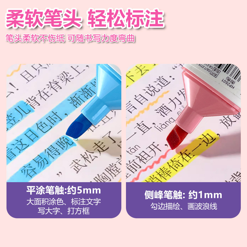 Resaltador a base de agua de cabeza suave, marcador de gran capacidad de cabeza de gato lindo de color retro, marcador clave para niños y estudiantes
