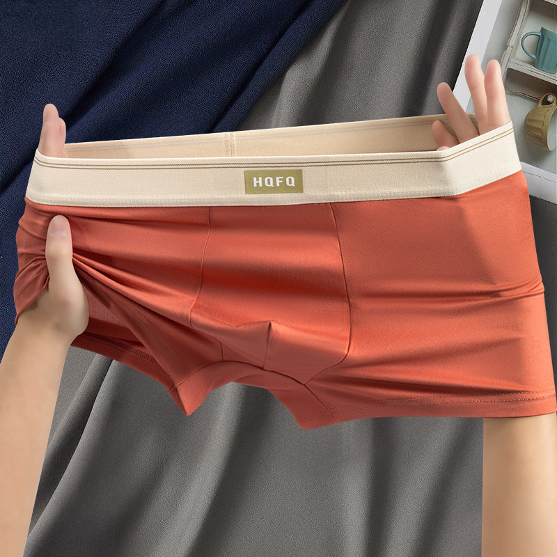 Verano 2025 nueva ropa interior masculina antibacteriana y transpirable de clase 7A color sólido, suelta y cómoda, más grasa y ropa interior masculina