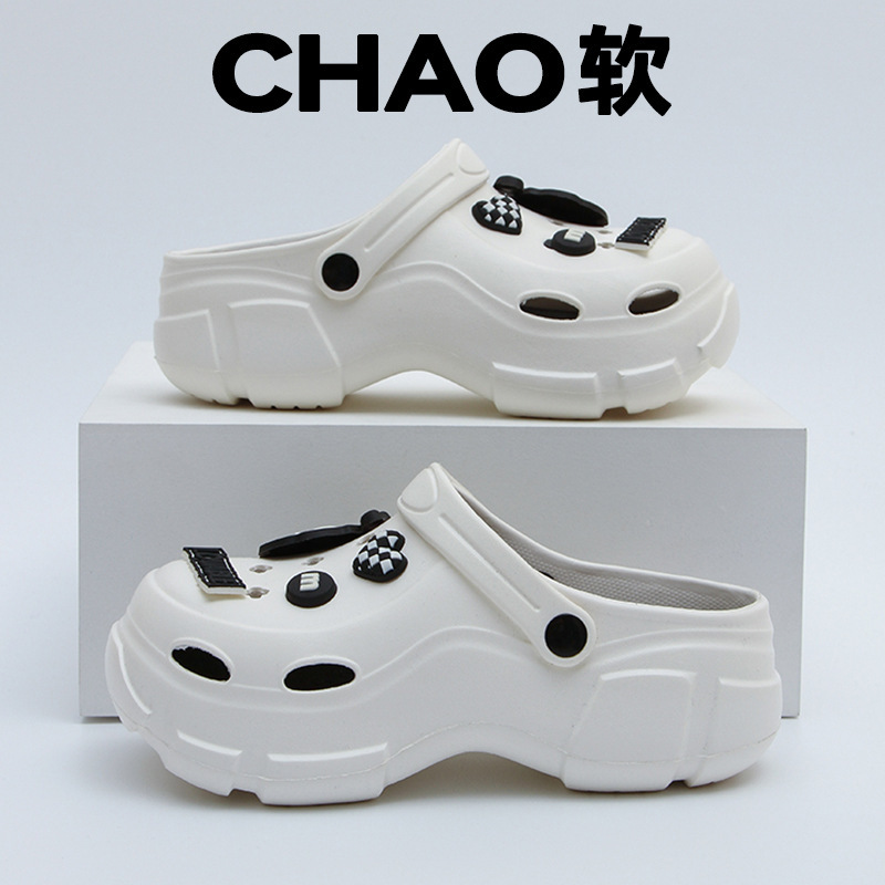 Croc Shoes Women's Thick-Soled 2025 New Summer Outer Wear Non-Slip DIY Seaside Beach Shoes Heightening Eva Sandals