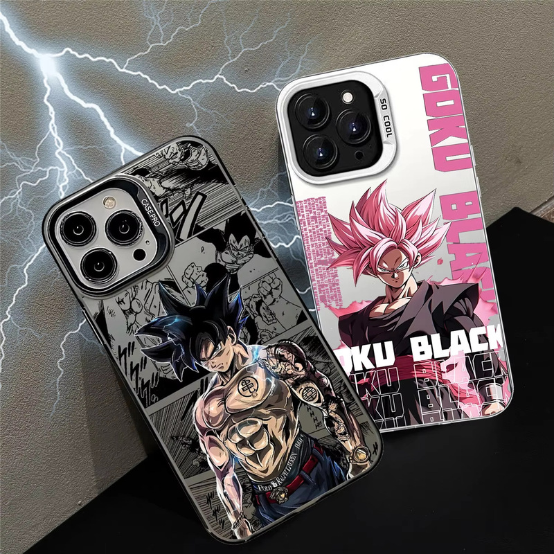 Colorful Silver Anime Dragon Ball Suitable for Iphone16Promax Mobile Phone Case Pink Goku Saiyan 15 Anti-Fall