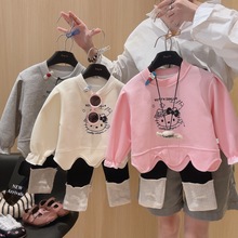 女童秋装套装2025新款小女孩洋气个性上衣儿童女宝宝秋季卫衣套装