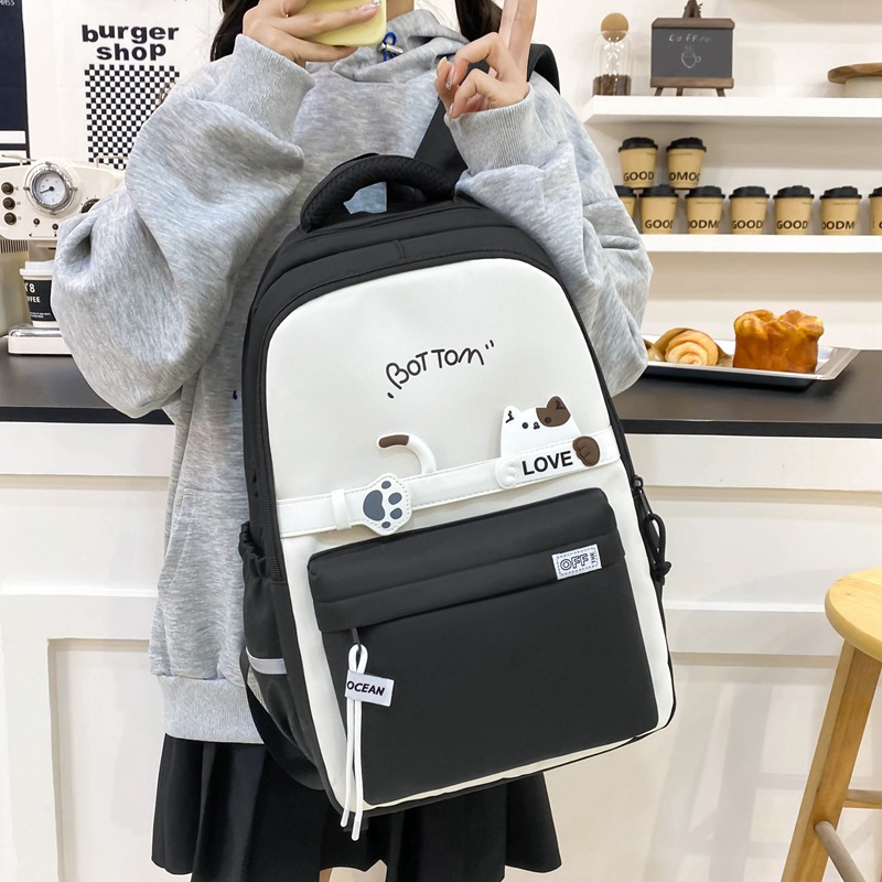 New Style Nylon High-Looking Schoolbag for Middle School Students, Cute Cat Backpack for Girls, Large Capacity Casual Backpack Wholesale