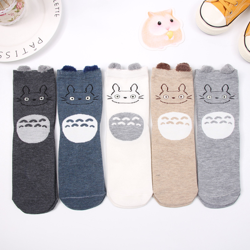 Socks Women's Korean-style Mid-length Socks Cute Three-dimensional Cartoon Personalized Totoro Ear Socks Korean-style Mid-length Socks