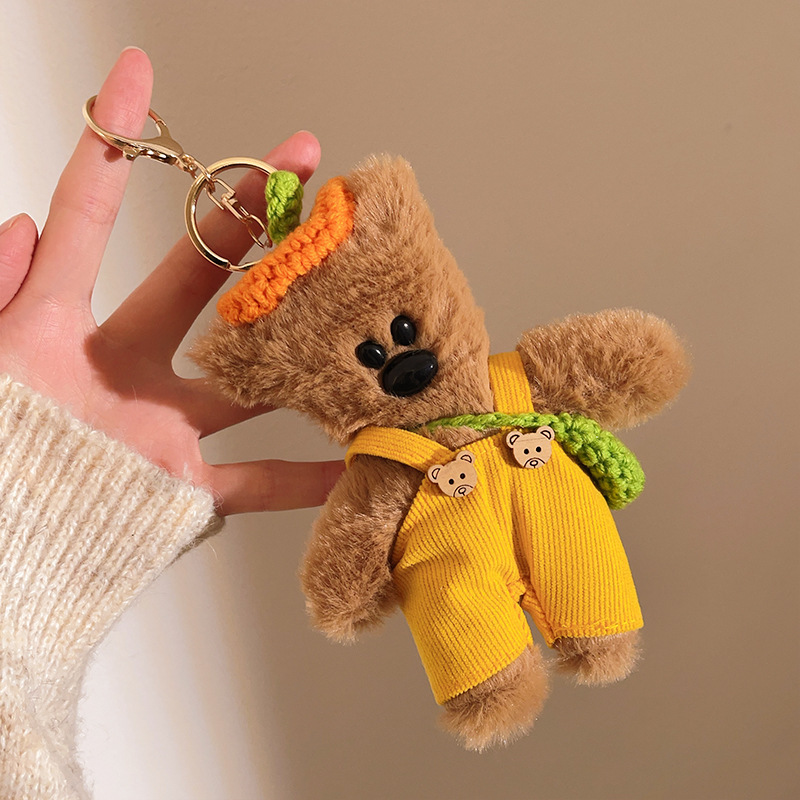 Peludo Bean Bear Keychain Colgante pareja de muñecas de amigos bolsos de teléfono móvil colgante colgante muñecas