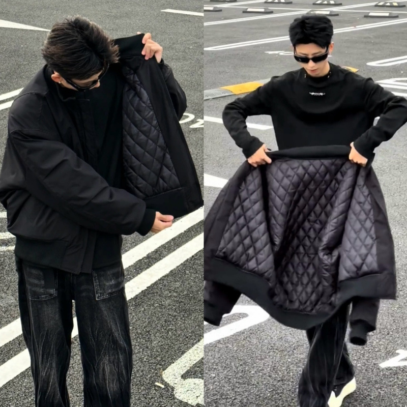 미국식 BOMBER JACKET COTTON-PADDED COAT 남자 겨울 패셔너블 프로필 냉방 코트 고급 센스 리퍼 핸섬 칼라 코튼 패딩 코트