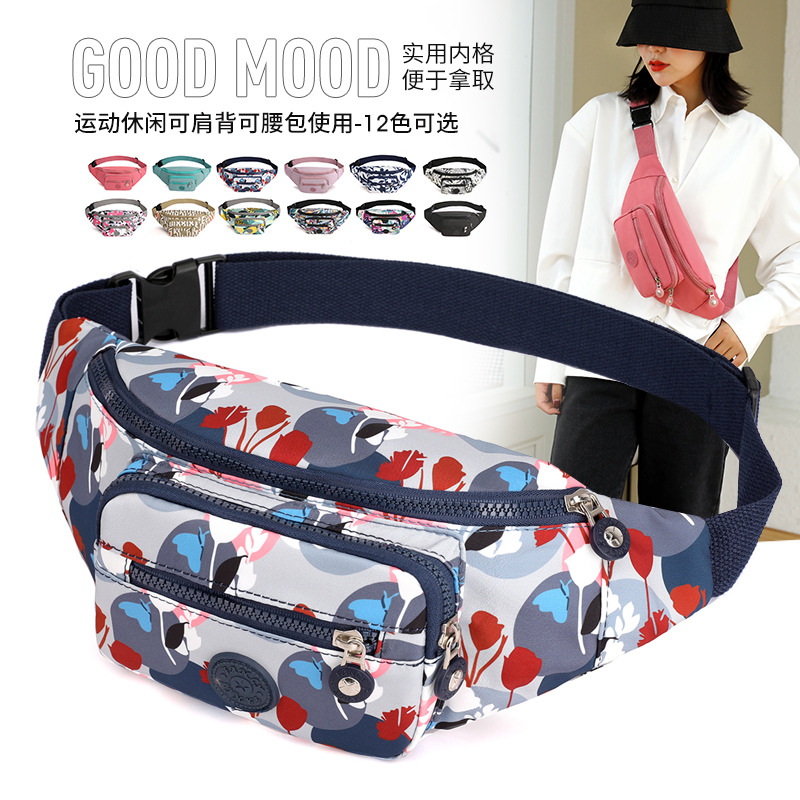 2022 New Multi-Compartment Women's Crossbody Bag Large Capacity Multifunctional Waist Bag with Free Logo Printing on Chest Women's Bag