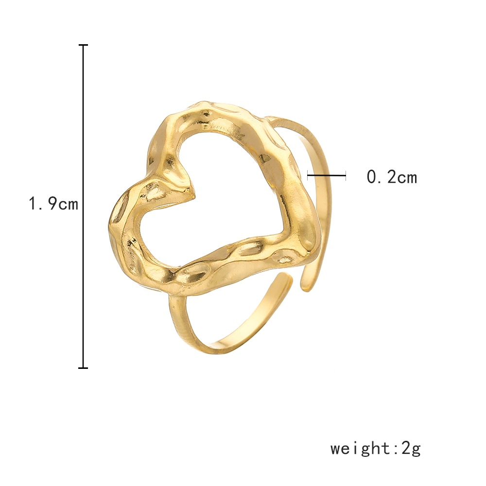 Simple Style Star Heart Shape Stainless Steel Plating Open Ring 1 Piece display picture 17