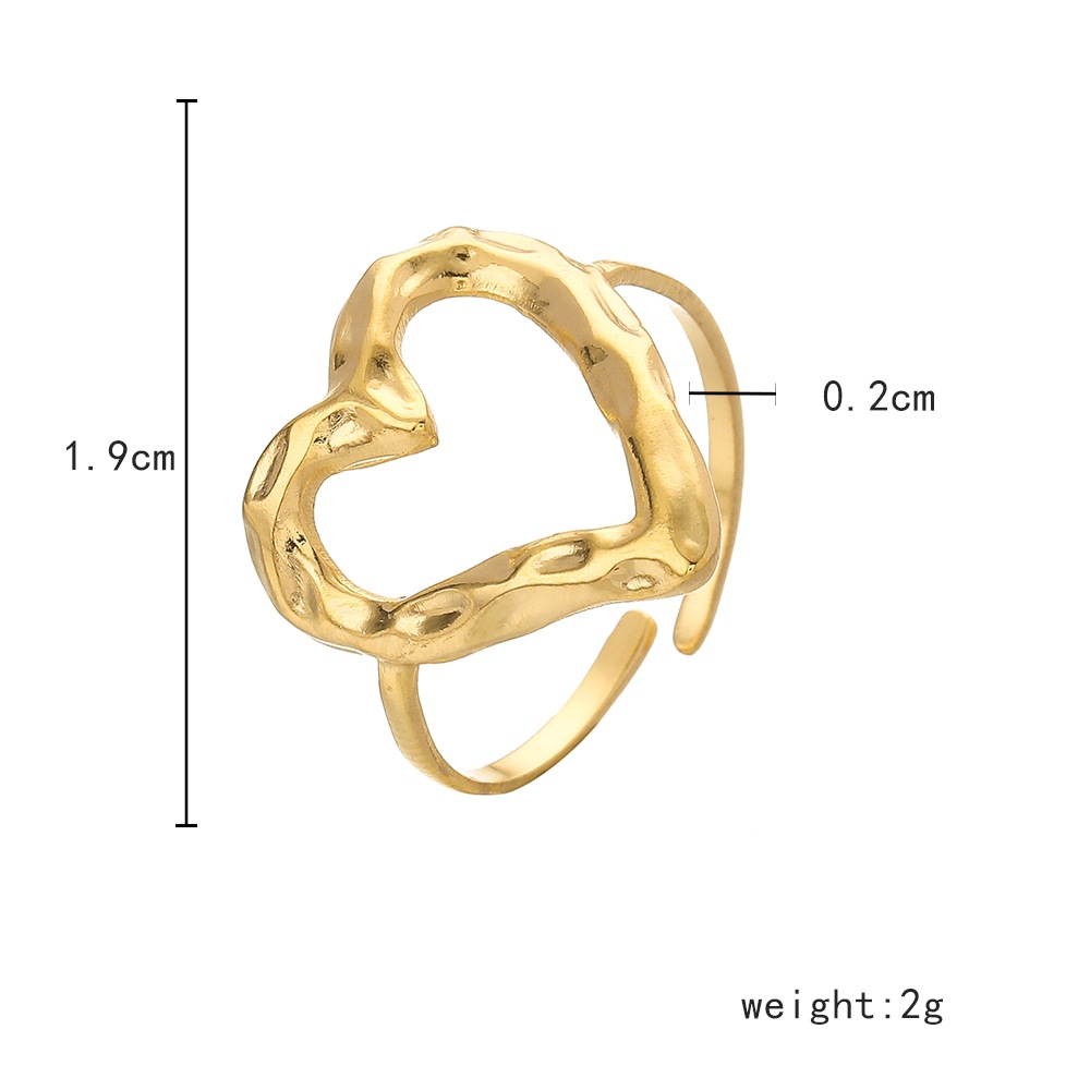 6g Weight Open Ring Classification Adjustable Ring Size 1 Piece Quantity Daily Occasion Stainless Steel Material Star, Heart Shape Pattern Women'S Gender Plating Design Simple Style Style Simple Style Star Heart Shape Stainless Steel Plating Open Ring 1 Piece 16