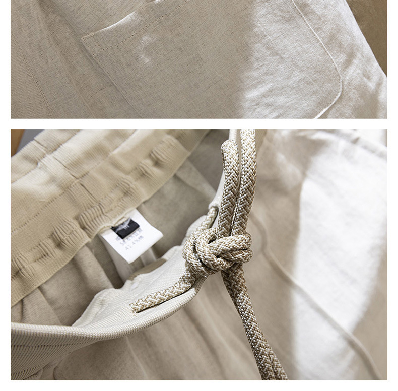 Men's Summer Linen Shorts Casual Mid-Length Beach Pants Cotton And Linen Five Point Comfortable Loose Fit_viptrois.com