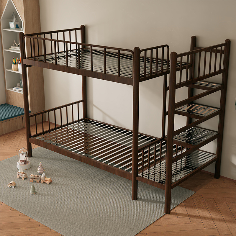 Walnut color stainless steel bed frame + 23 beams