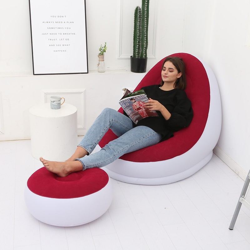 Sofá perezoso creativo al aire libre plegable sillón el almuerzo en hogar oficina inflable cama grueso
