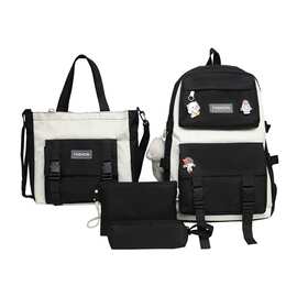 跨境五件套背包大容量五件套双肩包印LOGO韩版原宿风套装学生书包