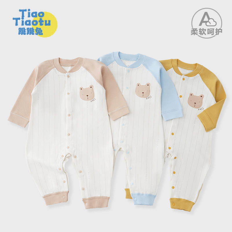 Spring and Autumn New Promotion Newborn One-Piece Boneless Class a Pure Cotton Men's and Women's Western Style Baby Four Seasons Outerwear Romper