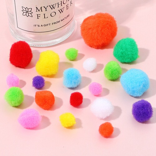 Supply of colorful high-elastic pom poms diy handmade accessories plush pom poms children's toys shoes hats hair accessories decorations