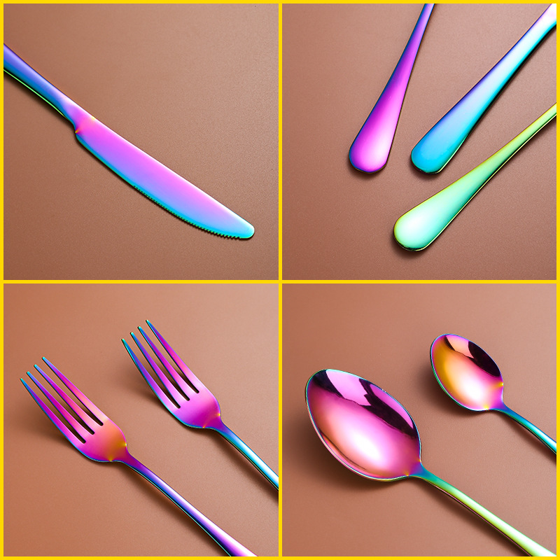 uego de cubiertos de acero inoxidable 24 piezas – Cuchillo, tenedor y cuchara con caja de regalo (Amazon Cross-border 1010)