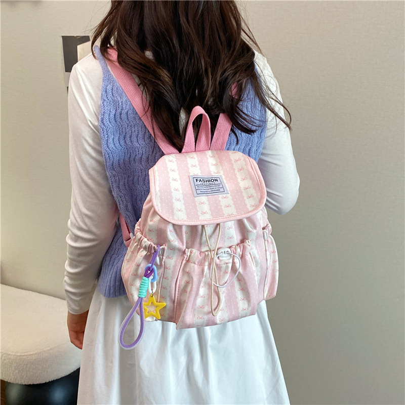 Suave sistema de diseño de rayas de color fresco mochila de la fiesta de las niñas estudiantes de viaje diario de compras mochila de primavera