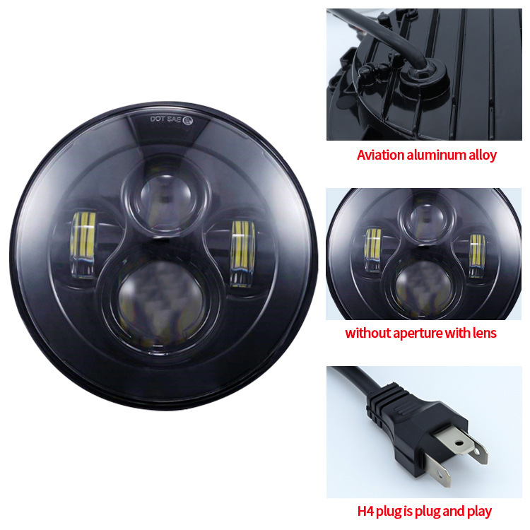 Cross-border Harley 7inch Wrangler 4-bead LED headlight for off-road vehicles and electric motorcycles, modified LED car light