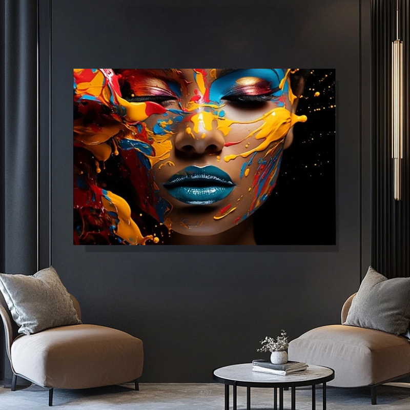 Beautiful Portrait of a Woman with a Golden Complexion Poster Canvas Painting Art Suitable for Living Room Modern Canvas Poster