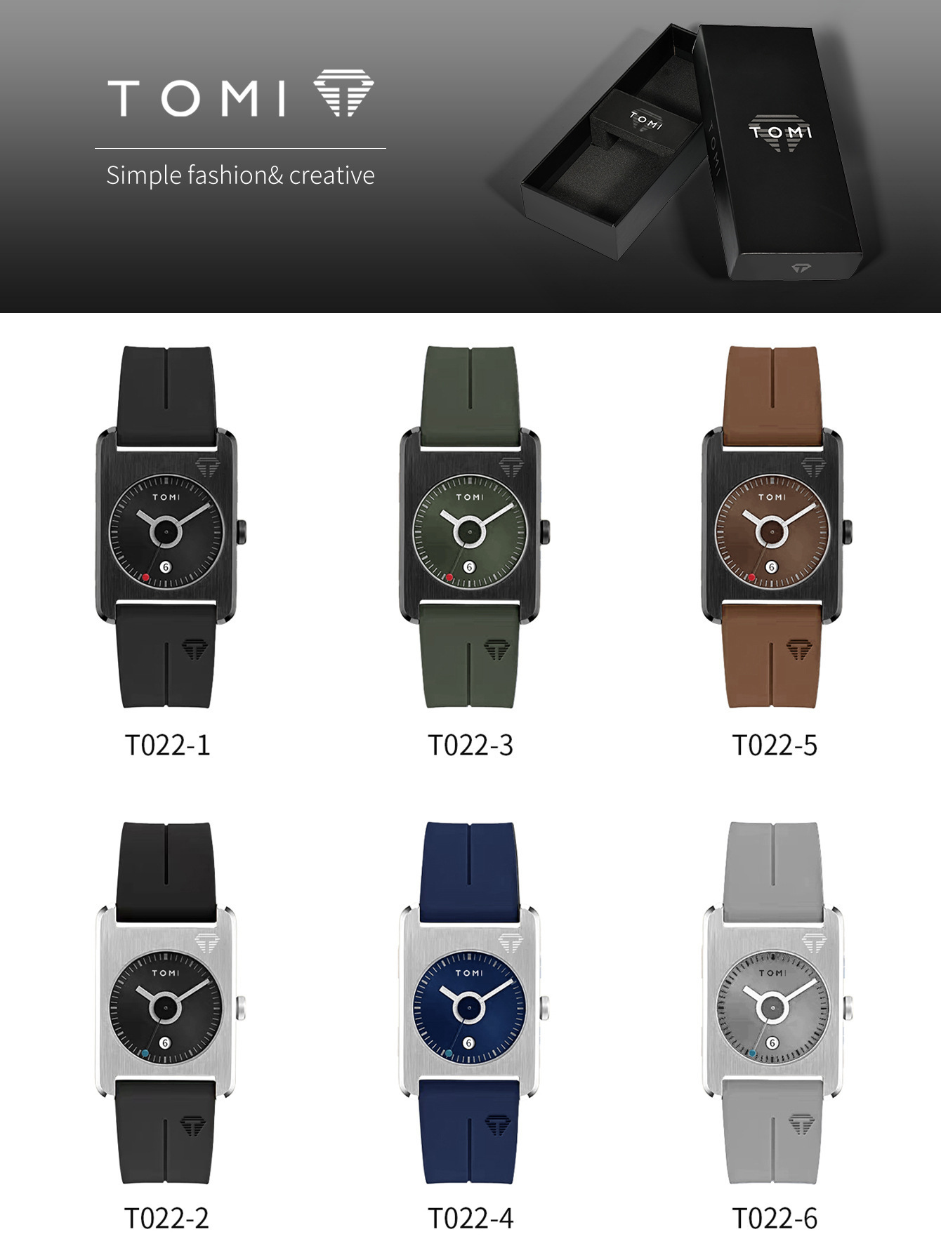 Square Quartz Watch For Men Korean Style Rubber Strap Fashionable_voghion.com