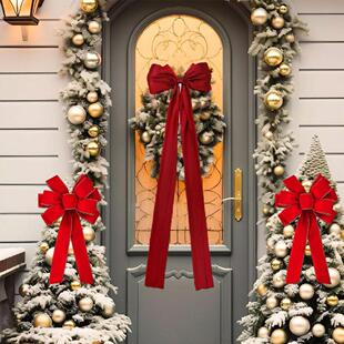 16 x 57 inch Oversized Christmas Tree Headwear Bow Red Satin Bow Christmas Party Decoration Supplies