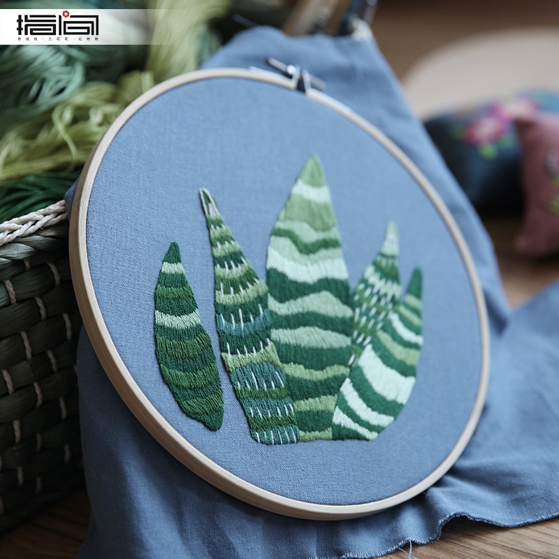 Lu bordado hecho a mano DIY principiante práctica salón pintura decorativa nórdica primaria flores y plantas traje de costura