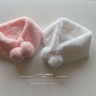 Winter South Korea new cute baby scarf for boys and girls plush warm fur ball scarf unisex