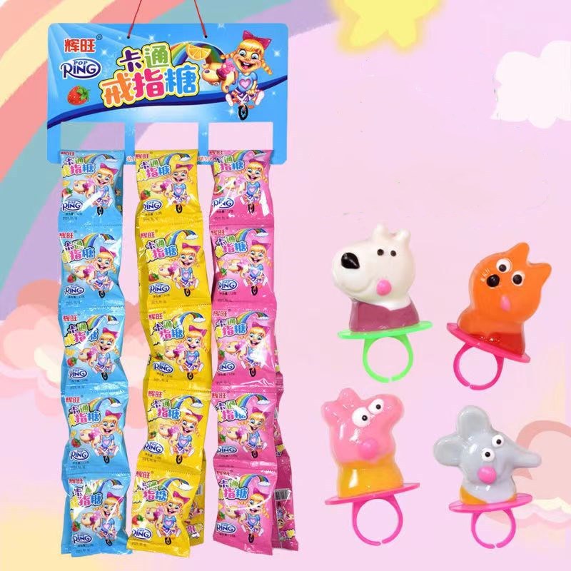 免运费戒指糖网红棒棒糖童年零食卡通造型玩具糖果硬糖送挂板|ms