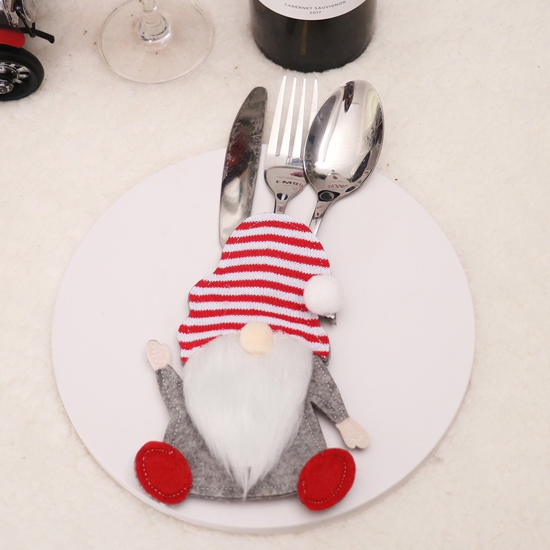 クリスマス装飾品平安夜レストラン無顔人形森老人ナイフフォーク袋クリスマスナイフフォークセット食器セット|undefined