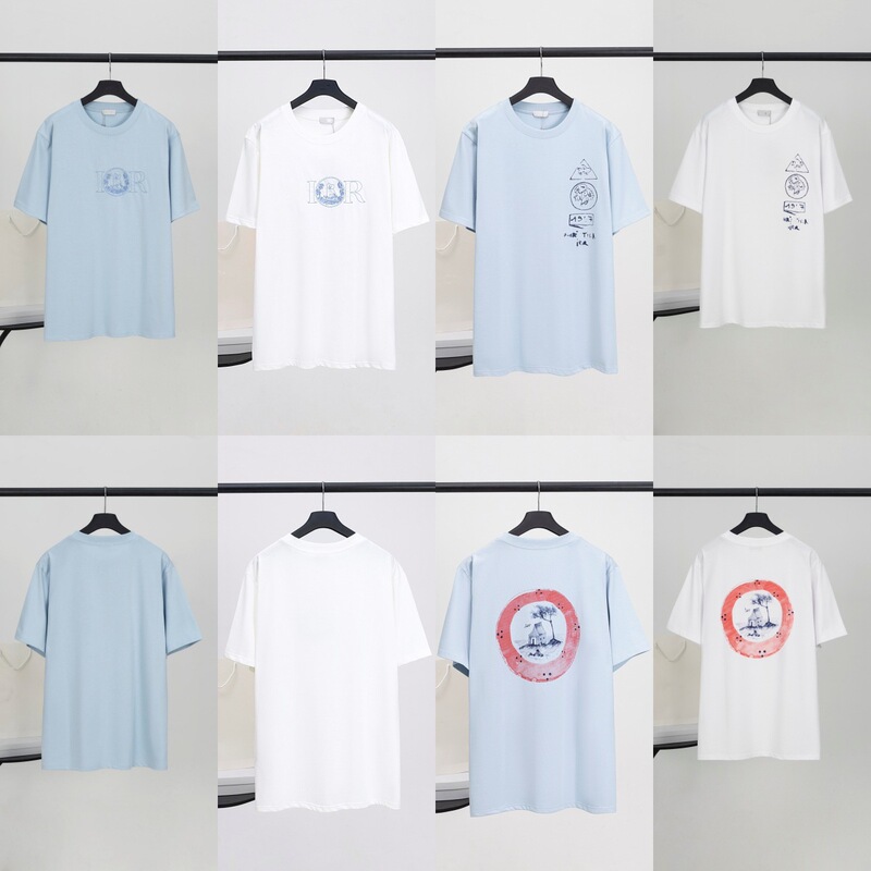 Dijia T-Shirt. High Version S25 New Letter Logo Embroider Spirit House Print Fashion Men's and Women's Short-Sleeved T-Shirt