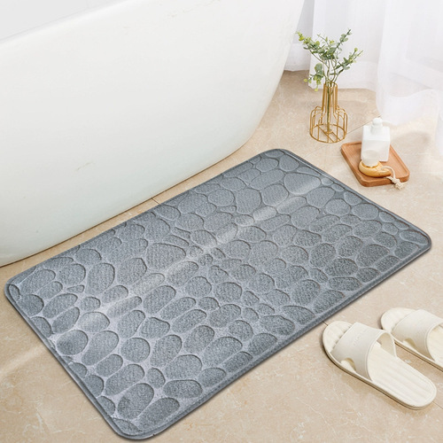 Wholesale coral velvet floor mats pebble embossed door mats solid color simple bathroom sponge absorbent foot mats