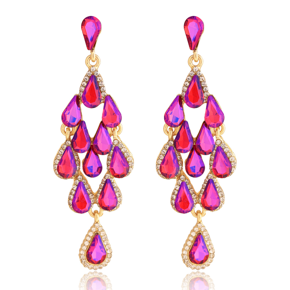 30g Weight Alloy Ear Needle Material Rhinestones Inlay Material Drop Earrings Classification 1 Pair Quantity Holiday, Daily Occasion Alloy Material Rhombus Pattern Spring&Summer Season Women's Gender Inlay Design Vacation, Classic Style Style 1 Pair Vacation Classic Style Rhombus Inlay Alloy Rhinestones Drop Earrings 6