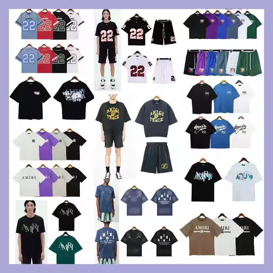 [260g] AM1R1 ICON Flow Paint Graffiti Letter Starry Sky Classic Logo Printed Short Sleeve Couple T-shirt