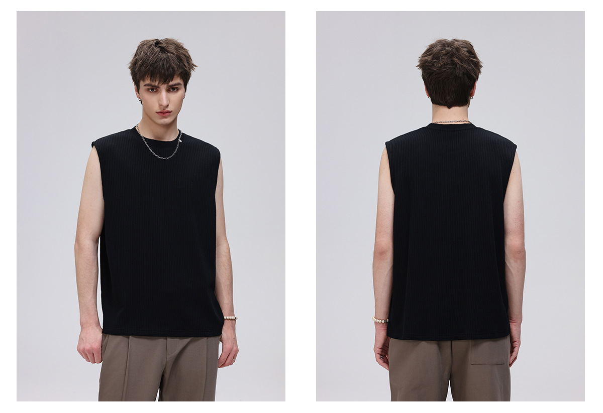 Men's Cooling Vertical Texture Sleeveless Shirt - Breathable Muscle Tank For Summer Activewear_viptrois.com