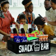 ハンドル付き木製スナック収納ボックスポテトチップスコーラ収納ボックス無垢材キャンディーバーディスプレイボックス食品ディスプレイボックス