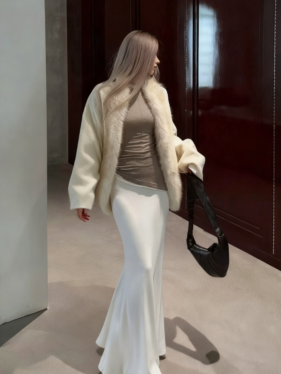 25aw cuello de lana manga murciélago abrigo de lana temperamento feminino de alto grado 2025 otoño invierno nuevo diseño cardigán image 2