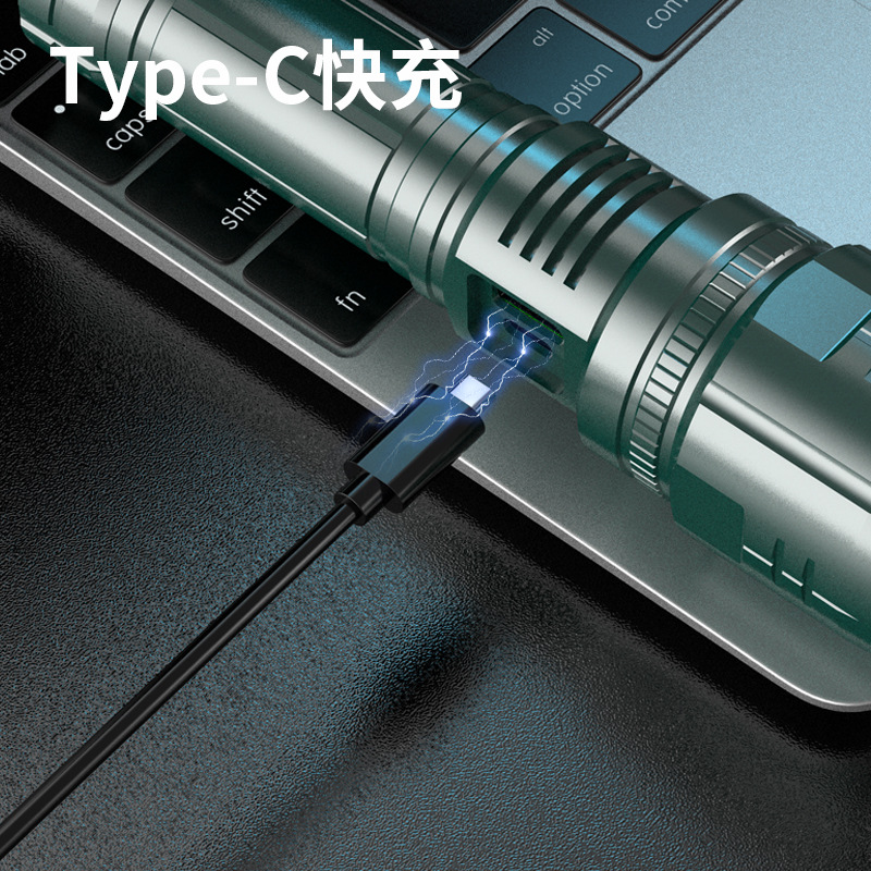 Linterna al por mayor LCD pantalla digital carga rápida pistola láser de largo alcance aleación de aluminio linterna de iluminación exterior portátil