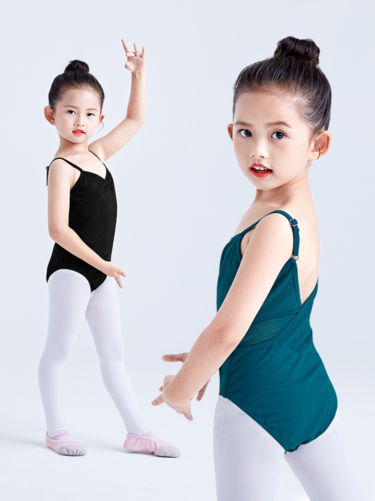 Ballet danza verano niños ropa de rendimiento Sling niñas mono malla costura cuerpo práctica ropa