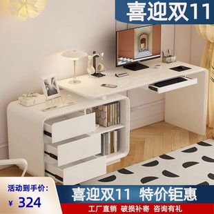 # French Cream Style Computer Desktop Table Household Desk Bookcase Integrated Table Study Light Luxury Modern Corner Book