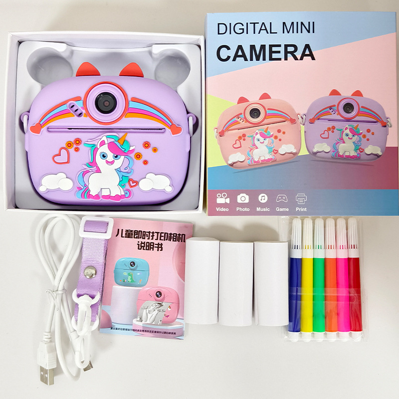 Cámara para niños Polaroid transfronteriza, cámara de impresión de cámara digital portátil en inglés, cámara de juguete de regalo para estudiantes