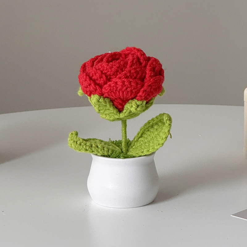 Regalos de día al por mayor girasoles para chicas, ramo de lana tejida a mano, adornos de mesa pequeños