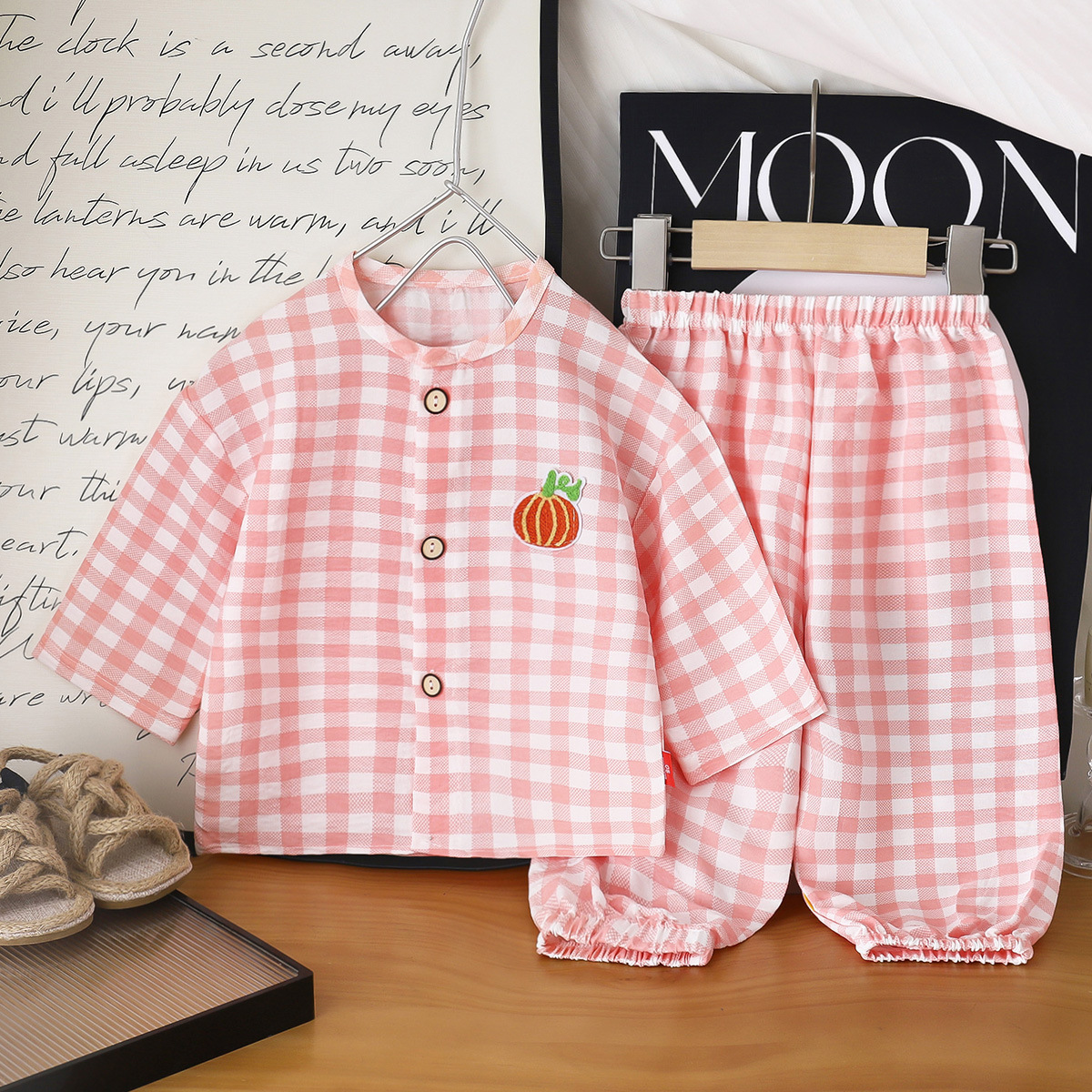 Hombres y niñas nubes algodón conjunto de ropa de casa cardigan de verano dibujos animados pijamas para niños pantalones de primavera y otoño dos piezas