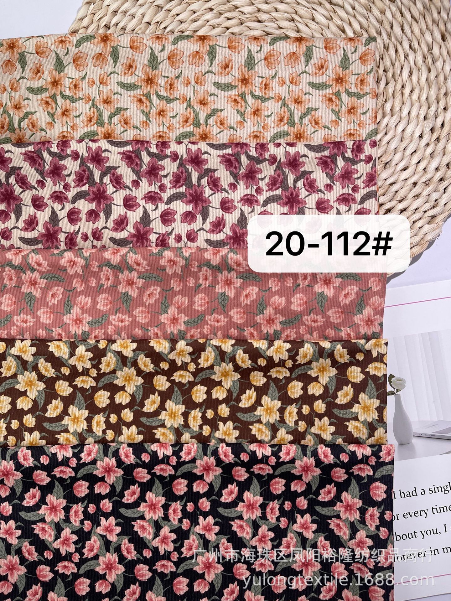 裕隆源头厂家直销 新款印花灯芯绒布料 防晒 小碎花布服装女装童