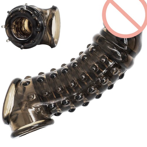 Men's wolf braces crystal sleeve double locking penis condom extended thick particle floating point sleeve adult sex toy