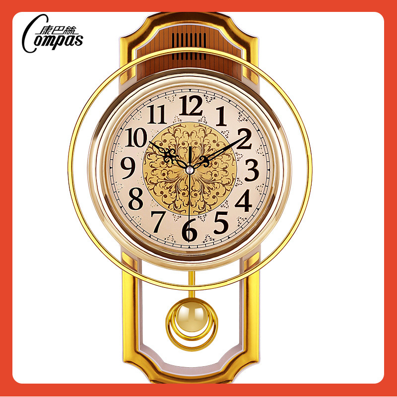 Reloj de pared de estilo retro europeo de swing sala de estar simple de moda dormitorio silencioso reloj de cuarzo reloj moderno